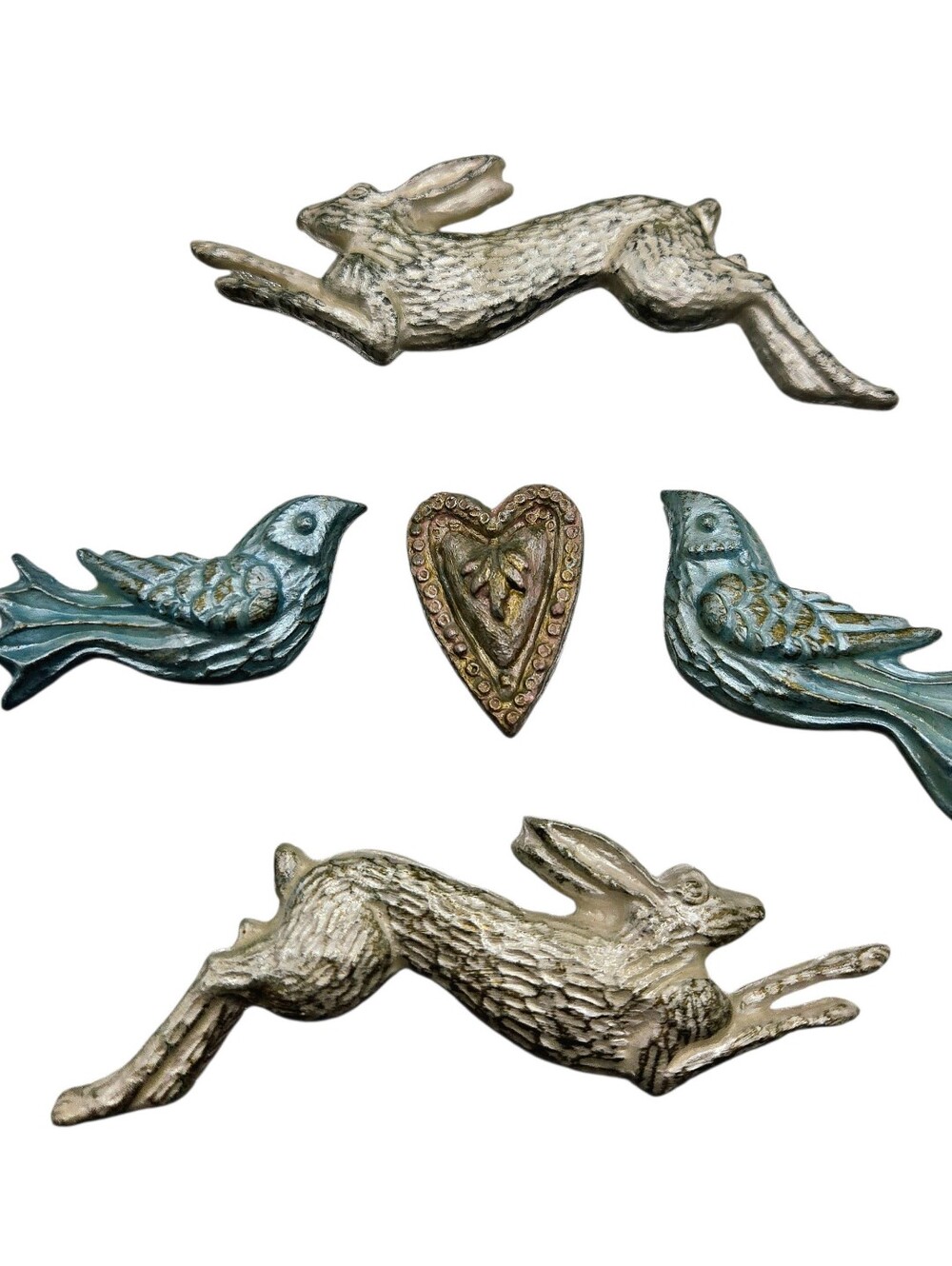 "5/$40" Set Of 5 Handmade Resin Mini Refridgerator Magnets Bunnies &Birds